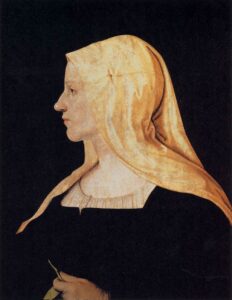 Piero di Cosimo, Portrait of a Woman, 1500s Paper on wood, 19.6 x 14.5 in Galleria Palatina, Florence
