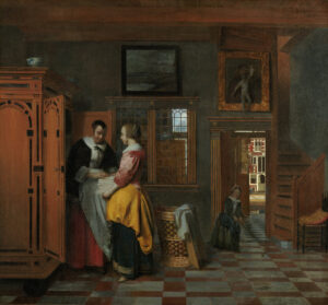 Pieter De Hooch, Interior with Women beside a Linen Cupboard, 1663 Oil on canvas, 27.5 x 29.7 in // Rijksmuseum, Amsterdam