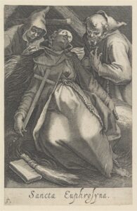 Abraham Bloemaert, Saint Euphrolyna, from the series Female Hermits, between 1600 and 1633 Engraving, 5 11/16 x 3 5/8 in Metropolitan Museum of Art, New York