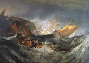 Joseph Mallord William Turner, The Wreck of a Transport Ship, circa 1810 Oil on canvas, 68.1 x 96.4 in Calouste Gulbenkian Museum, Lisbon