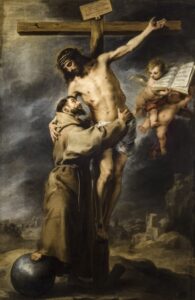 Bartolomé Esteban Murillo, Saint Francis Embracing Christ on the Cross, c 1668-1669 Oil on canvas, 109 x 71.2 in Museo de Bellas Artes de Sevilla