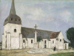 Maurice Utrillo, Church at St Hilaire, c 1911 Oil on board, 19.8 x 25.6 in Tate Gallery, London