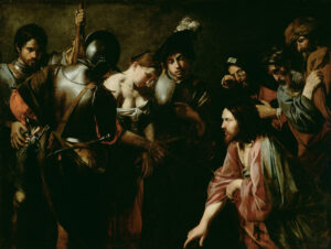 Valentin de Boulogne, Christ and the Adulteress, c 1620s Oil on canvas, 65.98 x 86.49 in Getty Center, Los Angeles