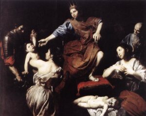 Valentin de Boulogne, The Judgment of Solomon Oil on canvas, 68.5 x 83.9 in Galleria Nazionale d'Arte Antica, Rome