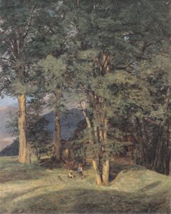 Ferdinand Waldmüller, Maple Trees Near Ischl, 1831 Oil on panel, 12.2 x 9.8 in Belvedere, Vienna