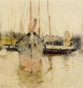 Berthe Morisot, Boats - Entry to the Medina in the Isle of Wight, 1875 Watercolor on paper, 6.9 x 7.5 in Fogg Museum, Cambridge, Massachusetts