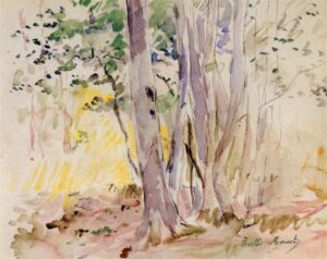 Berthe Morisot, Boulogne Wood Watercolor Private Collection