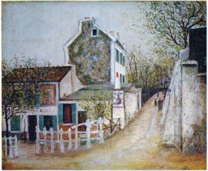 Maurice Utrillo, The "Lapin Agile" Oil on panel, 23.3 x 31.2 in Philadelphia Museum of Art