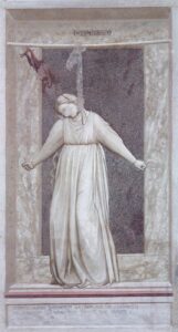 Giotto di Bondone, The Seven Vices: Desperation, 1306 Fresco, 47.2 x 23.6 in Arena Chapel, Padua