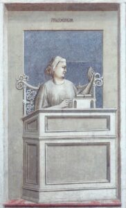 Giotto di Bondone, The Seven Virtues: Prudence, 1306 Fresco, 47.2 x 23.6 in Arena Chapel, Padua