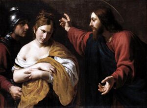 Alessandro Turchi, Christ and the Woman Taken in Adultery, between 1600 and 1649 Oil on canvas, 42.5 x 57.9 in Private collection