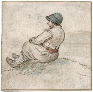 Hendrick Avercamp, Boy Seated on a Hill, Looking Into the Distance, Unknown date Drawing