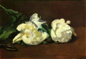Édouard Manet, Still Life With White Peonies, 1864 Oil on canvas, 12.5 x 18.3 in Musée d'Orsay, Paris