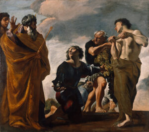Giovanni Lanfranco, Moses and the Messengers from Canaan, 1621 - 1624 Oil on canvas, 85.7 x 97 in Getty Center, Los Angeles