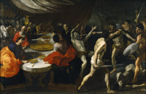 Giovanni Lanfranco, Gladiators at a Banquet, c 1638 Oil on canvas, 91.3 x 11.6 ft Museo del Prado, Madrid