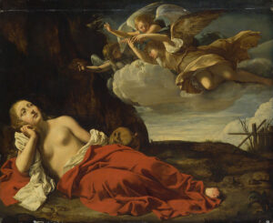 Guido Cagnacci, Mary Magdalene in Repentance, after 1659 Oil on copper with tin coating, 17.1 x 20.8 in Kunsthistorisches Museum, Vienna
