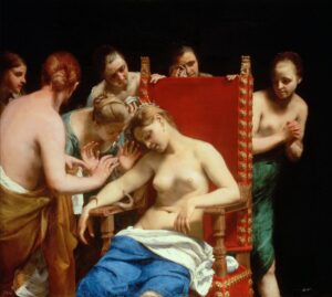Guido Cagnacci, The Death of Cleopatra, after 1659 Oil on canvas, 60.2 × 66.3 in Kunsthistorisches Museum, Vienna