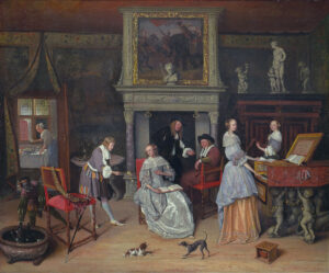 Jan Steen, Fantasy Interior with Jan Steen and the Family of Gerrit Schouten, 1659 - 1660 Oil on canvas, 33.25 x 39.75 in The Nelson-Atkins Museum of Art, Kansas City, Missouri