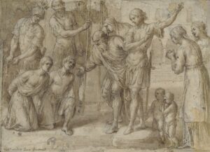 Alessandro Turchi, A Young General (Alexander the Great?) Showing Clemency to Two Prisoners Drawing Musée d'Art classique de Mougins, France