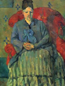 Paul Cézanne, Portrait of Mme Cézanne in a Red Armchair,1877 Oil on canvas, 28.5 x 22 in Museum of Fine Arts Boston