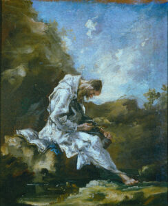 Alessandro Magnasco, Hermit in the Desert, 1700/1740 Oil on canvas, 13.4 x 16.1 in Museo Lázaro Galdiano, Madrid