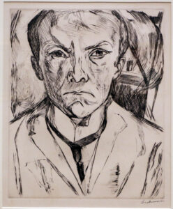 Max Beckmann, Self-Portrait, House Gable in Background, drypoint, 1918 Speed Art Museum, Louisville, Kentucky