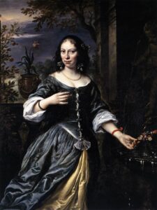 Govert Flinck, Portrait of Susanna van Baerle, 1655 Oil on canvas, 54.3 x 40.9 in Hessen Kassel Heritage, Germany