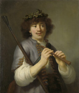 Govert Flinck, Rembrandt as Shepherd with Staff and Flute, 1636 Oil on canvas, 29.3 x 25.1 in Rijksmuseum, Amsterdam
