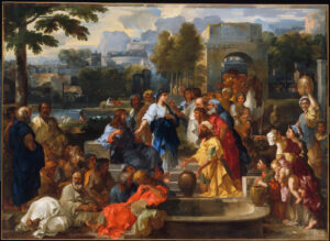 Sébastien Bourdon, Christ and the Samaritan Woman Oil on canvas, 56.8 x 78.3 in Museum of Fine Arts Boston
