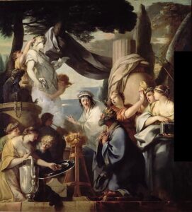 Sébastien Bourdon, Solomon Sacrificing to the Idols, between 1646 and 1647 Oil on canvas, 61.4 x 57 in Louvre Museum, Paris