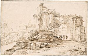 Guercino,Laundry Women at a Dilapidated Gate University Libraries Leiden, The Netherlands