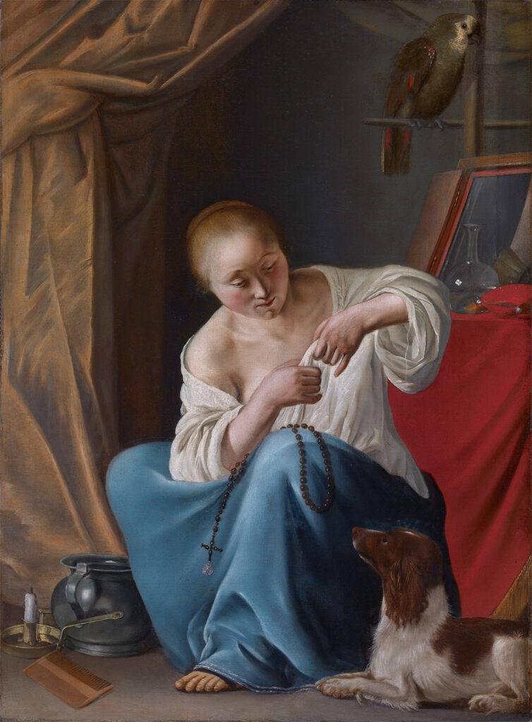 Jacob van Campen, Woman Making Her Toilet, 1650 - 1655 Oil on canvas, 36.2 x 26.4 in Museum Bredius, The Hague