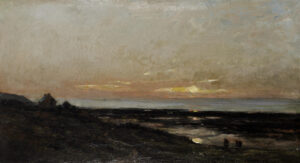 Charles-François Daubigny, Low Tide near Villerville, 1870 Oil on canvas, 17.7 x 32.2 in, Private collection