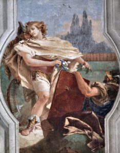 Giovanni Battista Tiepolo, Rinaldo's Companions Hold the Magic Mirror up to His Face 1757 Fresco Villa Valmarana ai Nani, Vicenza