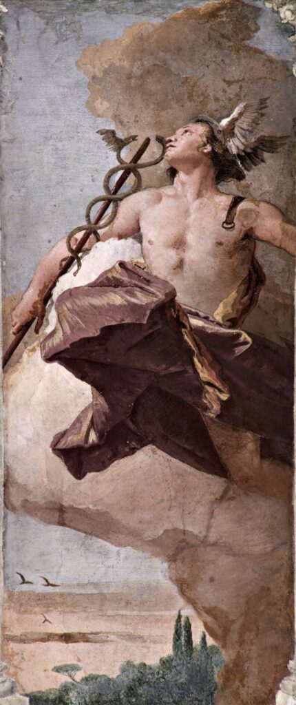 Giovanni Battista Tiepolo, Mercury, 1757 Fresco Villa Valmarana ai Nani, Vicenza