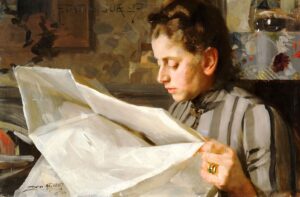 Anders Zorn, Emma Zorn, Reading, 1887 Oil on canvas, 15.8 x 23.8 in Zorn Collections, Mora, Sweden