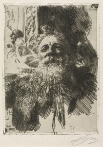 Anders Zorn, Auguste Rodin, 1906 Etching Cleveland Museum of Art