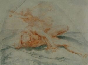 Cavaliere d'Arpino, David and Goliath, 1600s Black charcoal and red pencil, 7.3 x 9.8 in Musée des Beaux-Arts, Lille, France