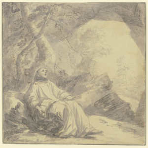 Laurent de La Hyre, Saint Francis in the Cave, Unknown date Chalk on paper, 8.4 x 8.5 in Städel Museum, Frankfurt