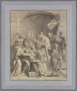 Laurent de La Hyre, A Clergyman Drives the Devil Out of a Woman, Unknown date Chalk on paper, 13.3 x 8.9 in Städel Museum, Frankfurt