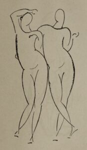 Elie Nadelman, Two Figures, c 1917 Drawing Private collection