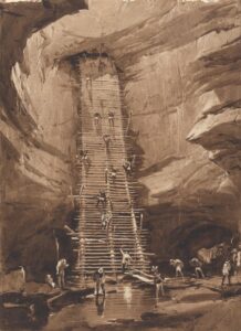 Frederick Catherwood, Well at Bolonchen, Yucatan, 1843 Watercolor with pen in brown ink, brown wash, graphite, and scratching out on paper, 20.1 x 15.3 in Yale Center for British Art, New Haven, Connecticut