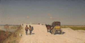 Giuseppe De Nittis, The Road From Naples to Brindisi, 1872 Oil on canvas, 10.6 x 20.4 in Indianapolis Museum of Art