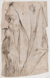 Cavaliere d'Arpino, Head of a Bearded Man Wearing a Hood in Profile Facing Left, between 1636 and 1638 Pen and brown ink, 10 7/16 x 6 5/8 Metropolitan Museum of Art, New York