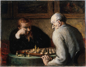 Honoré Daumier, The Chess Players, between 1863 and 1867 Oil and wood on canvas, 18.8 x 21.8 in Musée des Beaux-Arts de la ville de Paris
