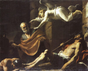 Mattia Preti, Liberation of Saint Peter, c 1650 Oil on canvas, 81.9 × 101.6 in Gemäldegalerie Alte Meister, Dresden