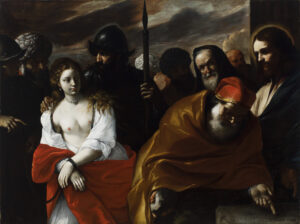 Mattia Preti, Christ and the Woman Taken in Adultery, 1640s Oil on canvas, 56 5/8 × 75 1/2 in Saint Louis Art Museum