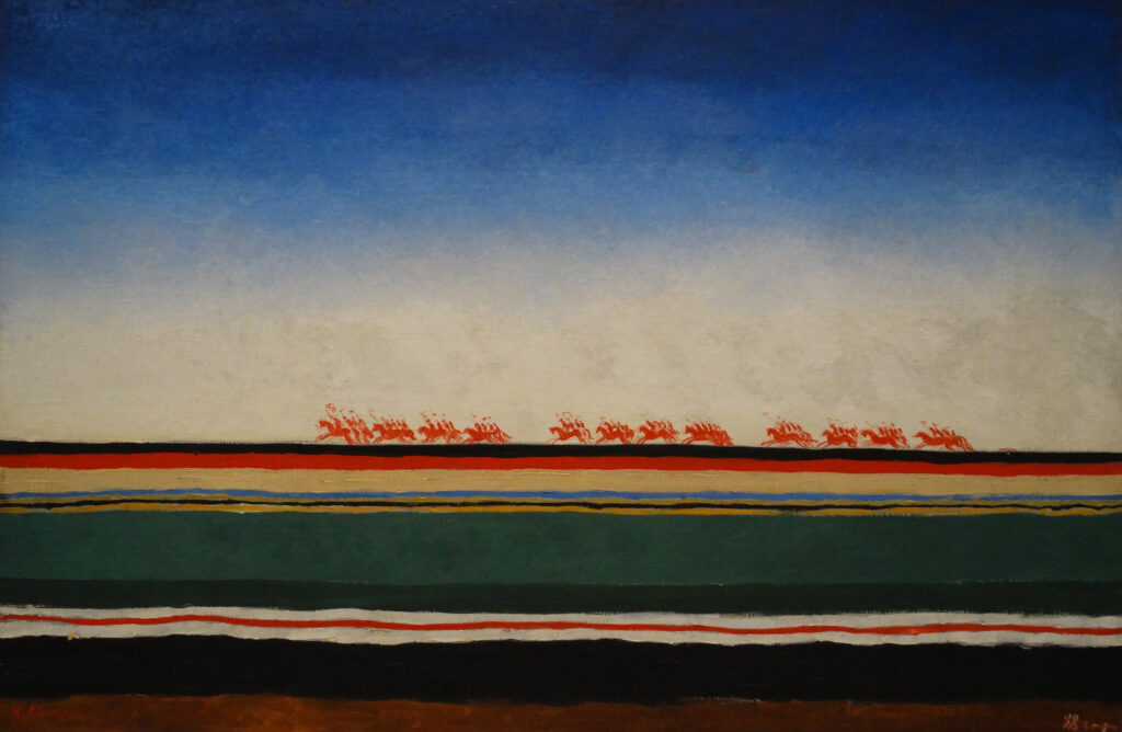 Kazimir Severinovich Malevich, Red Cavalry Riding, between 1928 and 1932 Oil on canvas, 35.8 x 55.1 in Russian Museum, St Petersburg
