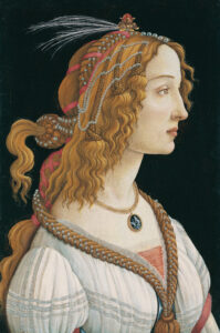 Sandro Botticelli, Idealised Portrait of a Lady/Portrait of Simonetta Vespucci as Nymph, c 1480- 1485 Tempera, poplar wood and mixed technique, 32 x 21.2 in Städel Museum, Frankfurt