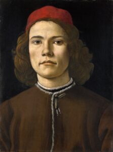 Sandro Botticelli, Portrait of a Young Man c 1480-1485 Tempera on wood, 14.7 x 11.1 in National Gallery, London